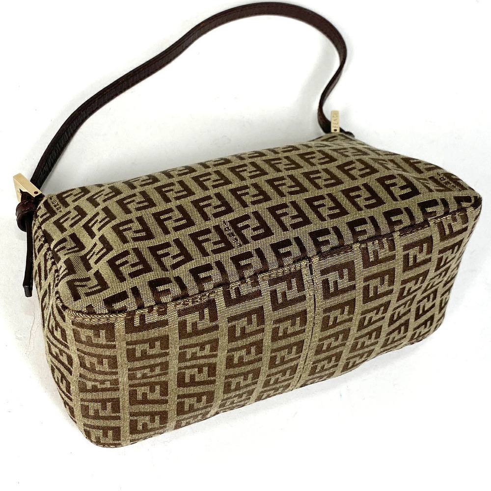 Fendi Bucket Handbag One Brown Canvas Hobo Shoulder Zucchino Mamma